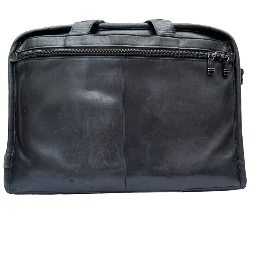 Tumi 96111DH ALPHA Slim Large Screen Black Leather Portfolio Briefcase Laptop - Picture 3 of 16